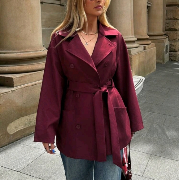Fall&Winter Women Burgundy Coat/Y2k/Classy Outfits/Burgundy Long Sleeve - Picture 1 of 4